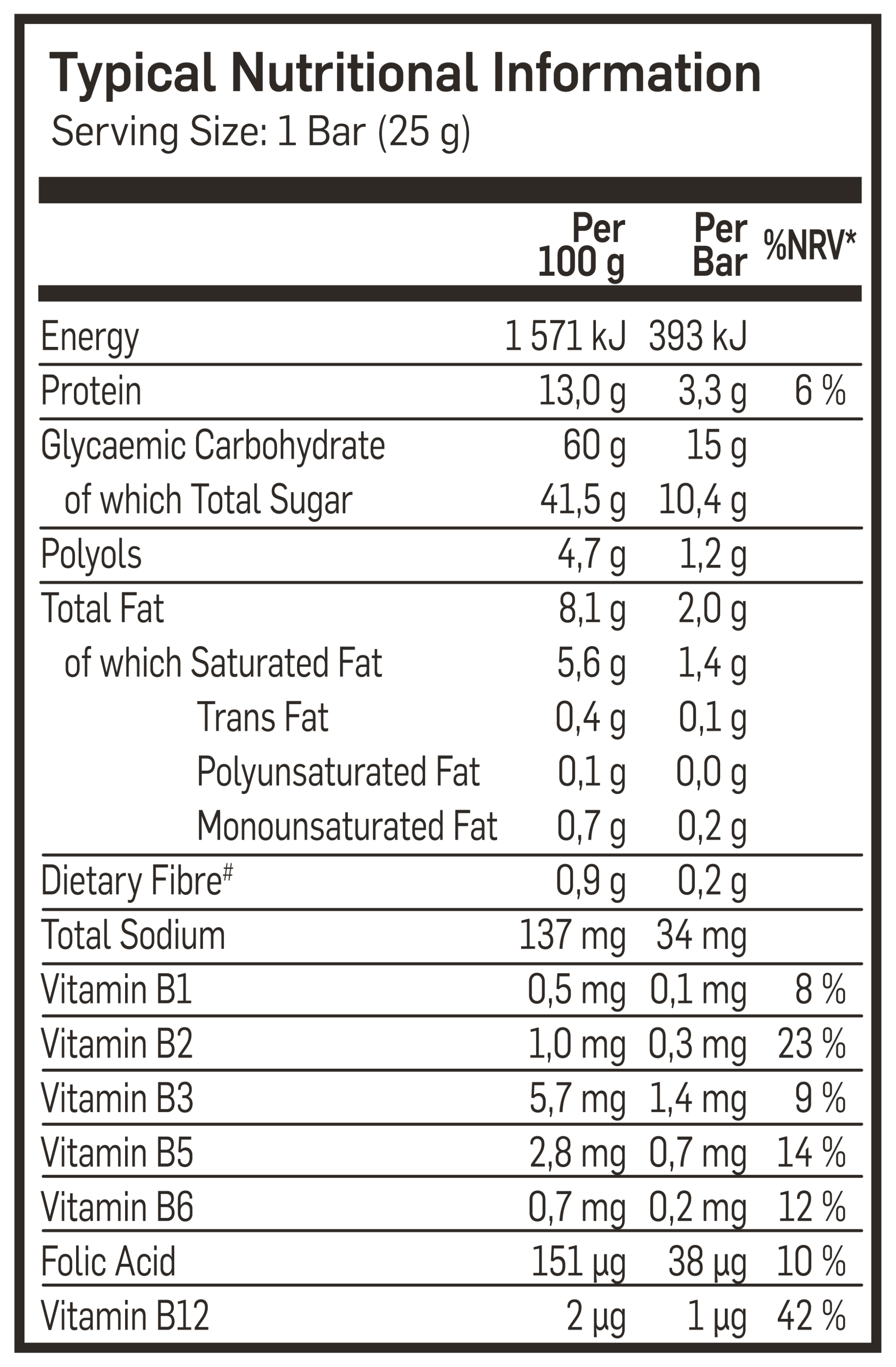 Energy Nougat Bar Chocolate Nutri-table - 50g