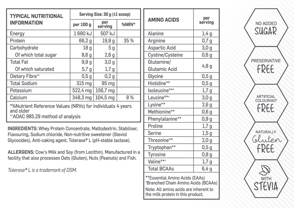 215238 grass fed whey vanilla 750g | Biogen SA | Grass Fed Whey Vanilla - 750g