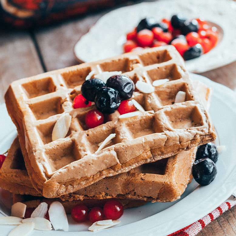 Sweet Fluffy Potato Protein Waffles Feature