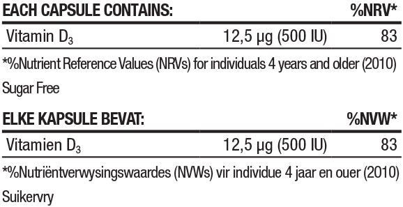 Vitamin D3 500iu Bone Health Nutritable